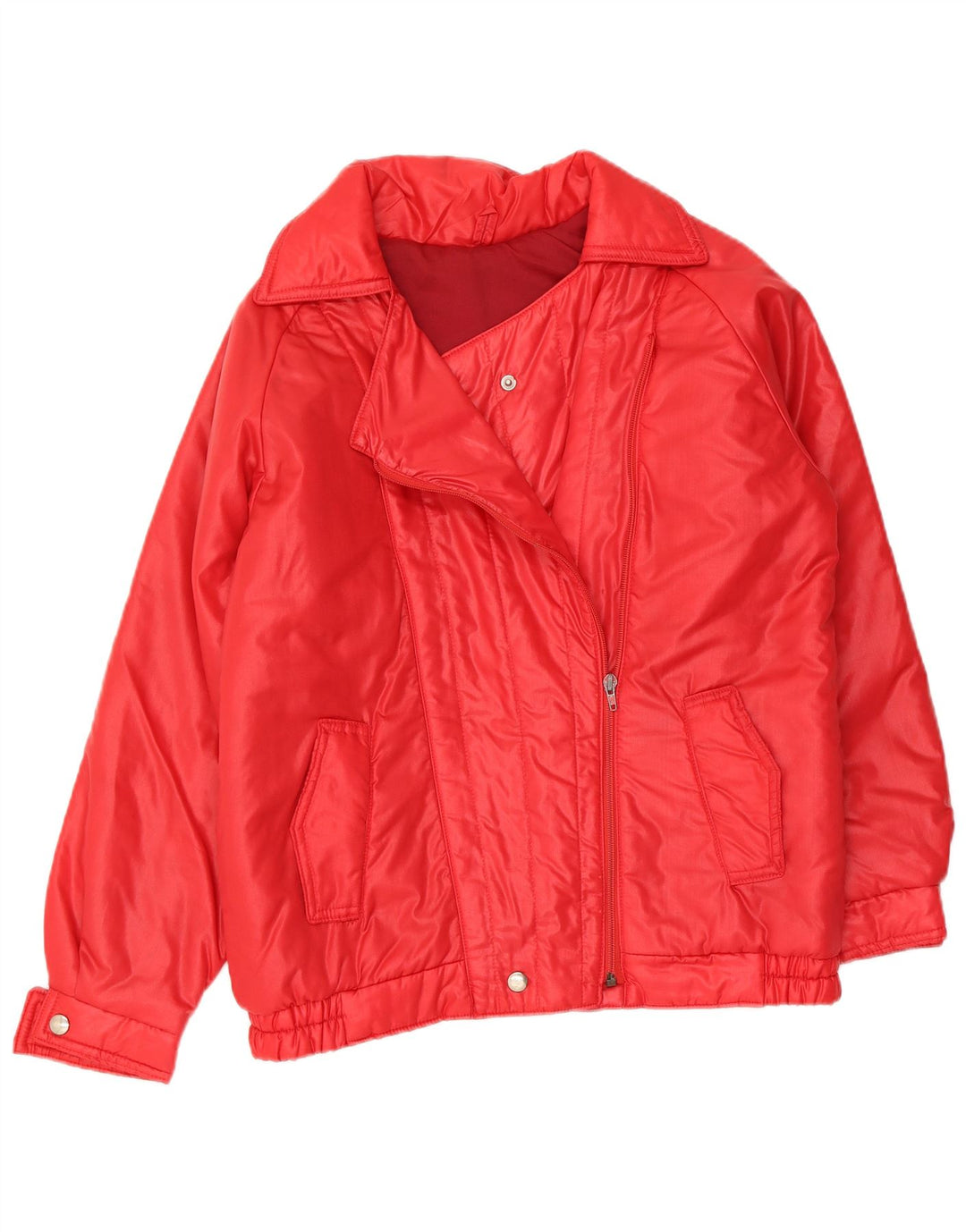 Giacca imbottita da motociclista vintage da donna UK 14 rossa media
