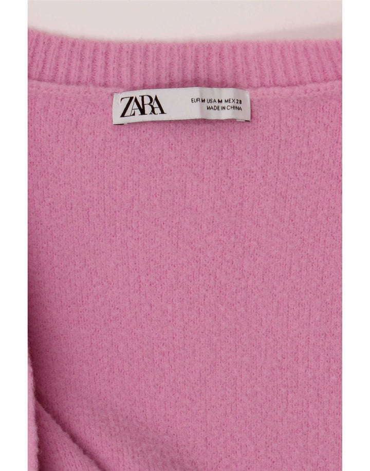 Maglione cardigan da donna Zara UK 12 poliammide rosa medio
