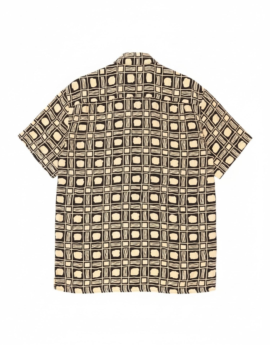 Camicia vintage da uomo a maniche corte grande nera geometrica