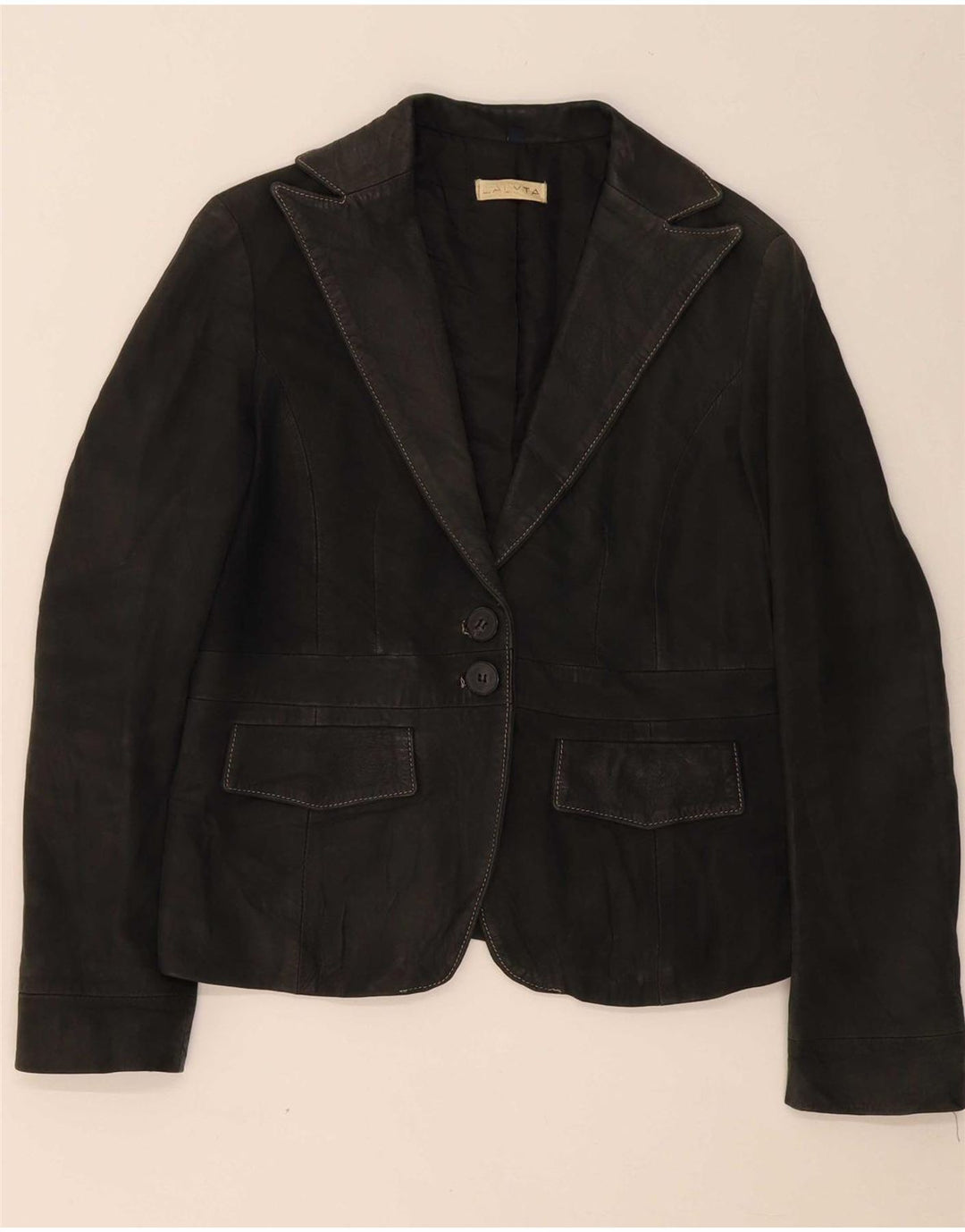 VINTAGE Womens Leather Jacket UK 18 XL Grey Leather