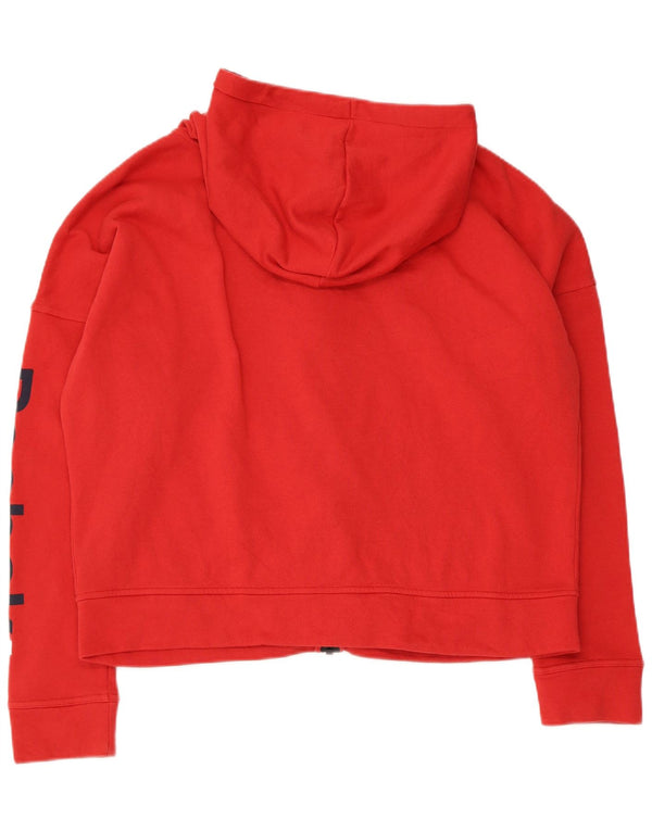 Felpa con cappuccio e zip oversize grafica Reebok da donna UK 16/18 Large Rosso