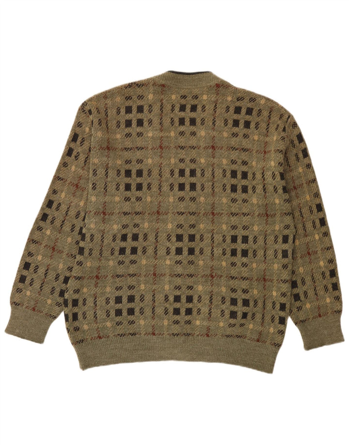 Maglione cardigan da uomo Malagrida grande kaki geometrico