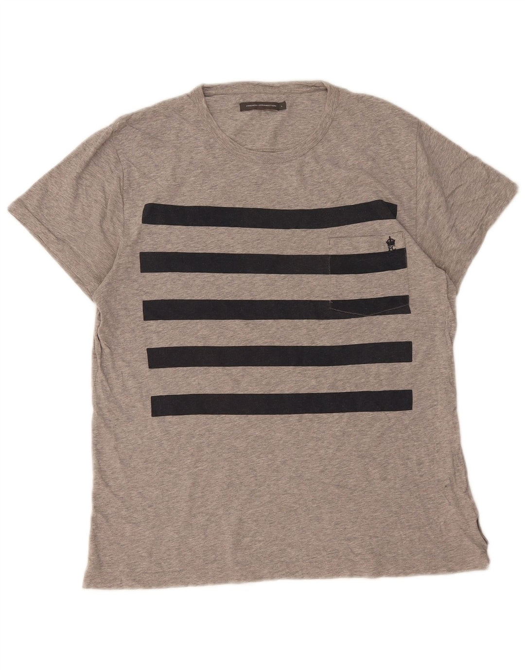 T-shirt da uomo FRENCH CONNECTION Top grande in cotone color block grigio