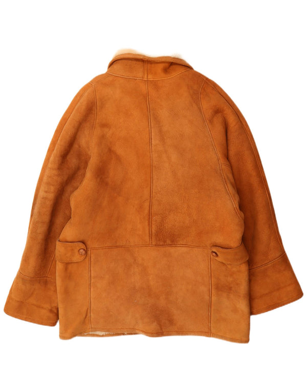 Cappotto oversize in shearling vintage da donna UK 16 grande beige