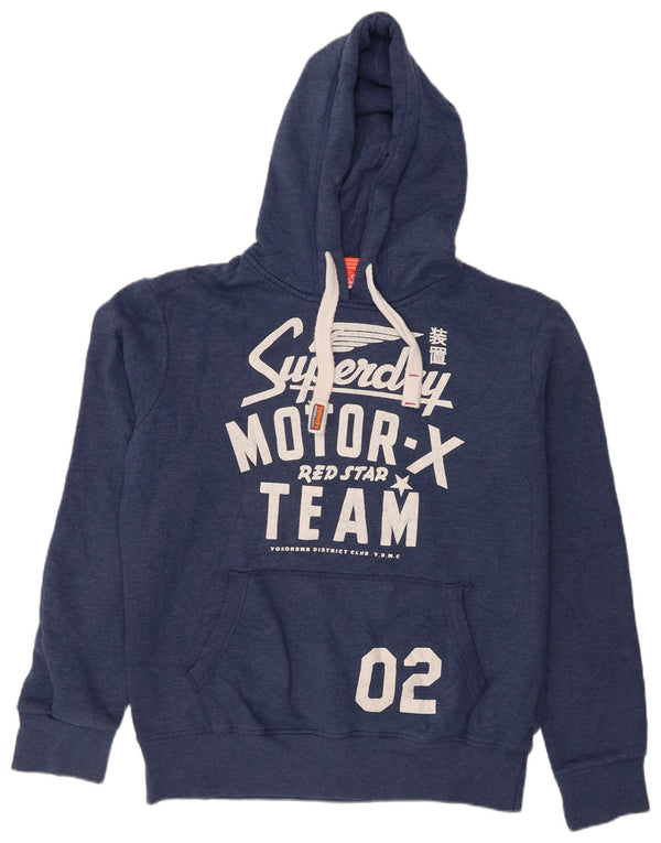 Felpa con cappuccio grafica da uomo Superdry XL in cotone blu navy