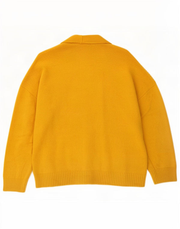 Maglione cardigan da donna Benetton UK 16 grandi righe gialle