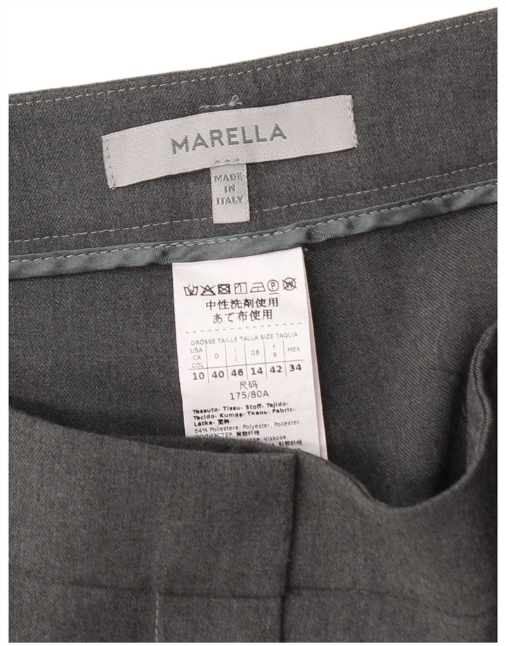 Pantaloni da abito dritti da donna MARELLA UK 14 Large W32 L28 Poliestere grigio