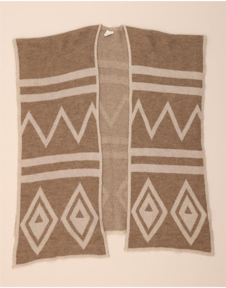 VINTAGE Womens Poncho Cardigan Sweater One Size Beige Argyle/Diamond Vintage Vintage and Second-Hand Vintage from Messina Hembry 