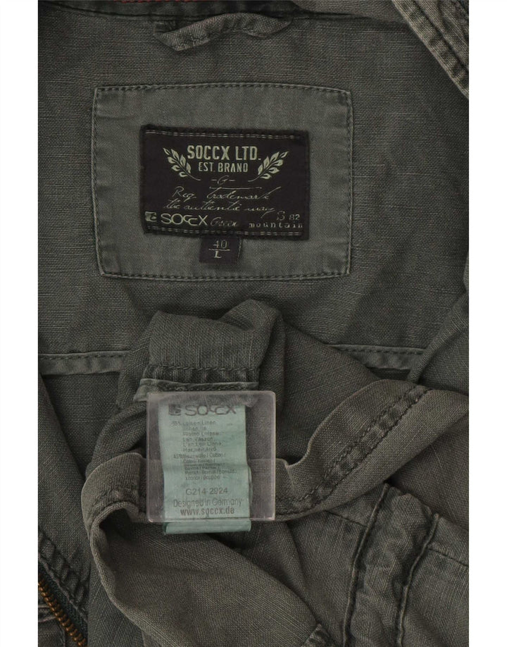 Giacca da uomo con cappuccio Soccx UK 40 grande lino kaki