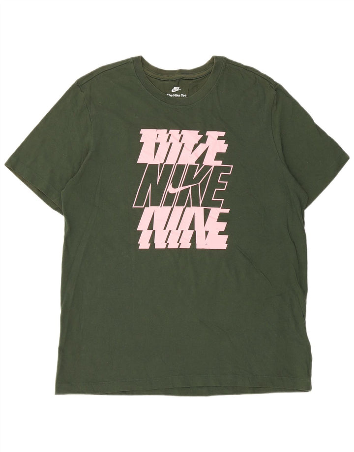 T-shirt grafica da uomo Nike Top grande in cotone verde