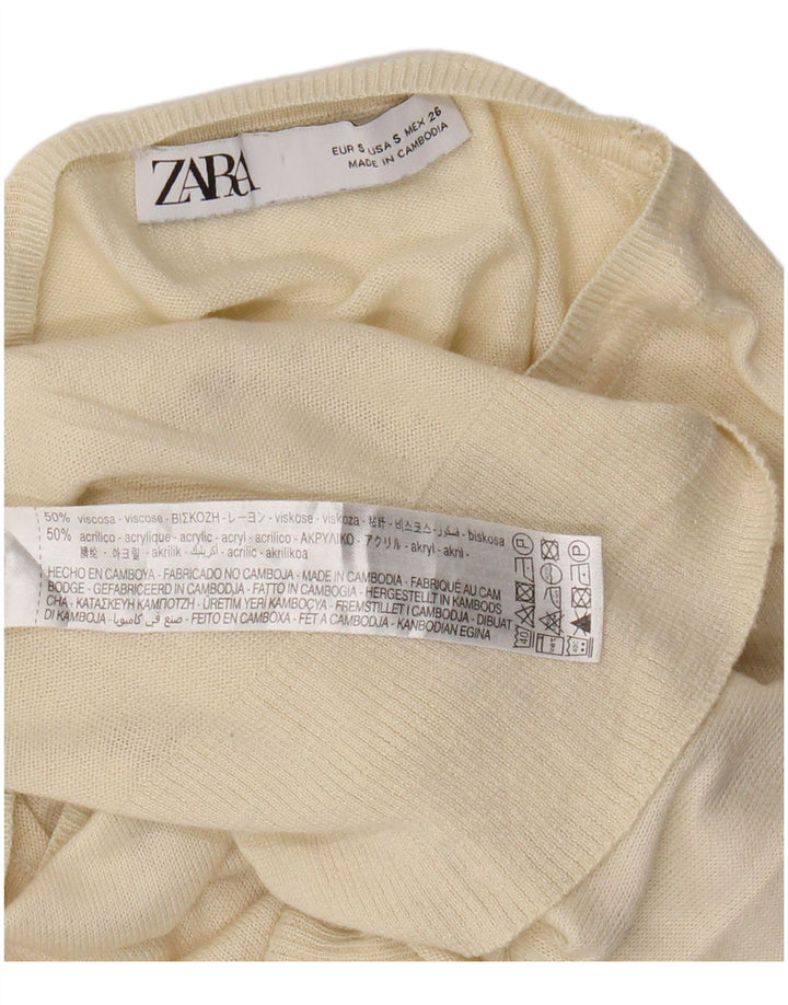 Maglione oversize con scollo a barca da donna Zara UK 10 piccolo in viscosa beige