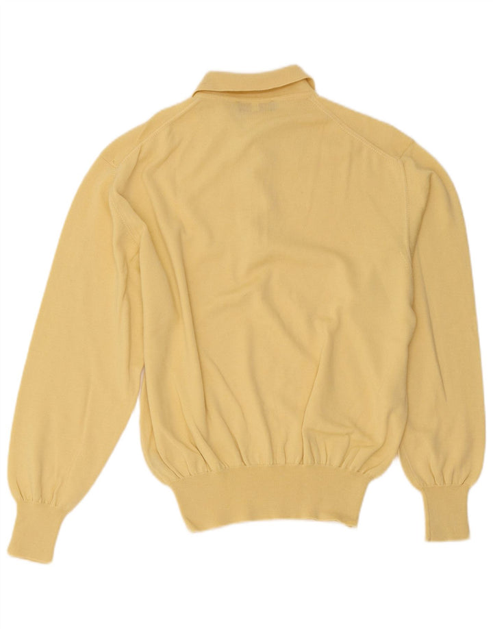 Maglione vintage da uomo con collo alto in lana gialla media