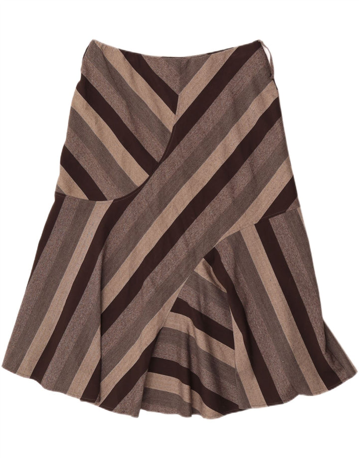 Gonna longuette da donna Marks & Spencer UK 16 Large W34 Poliestere a righe marroni