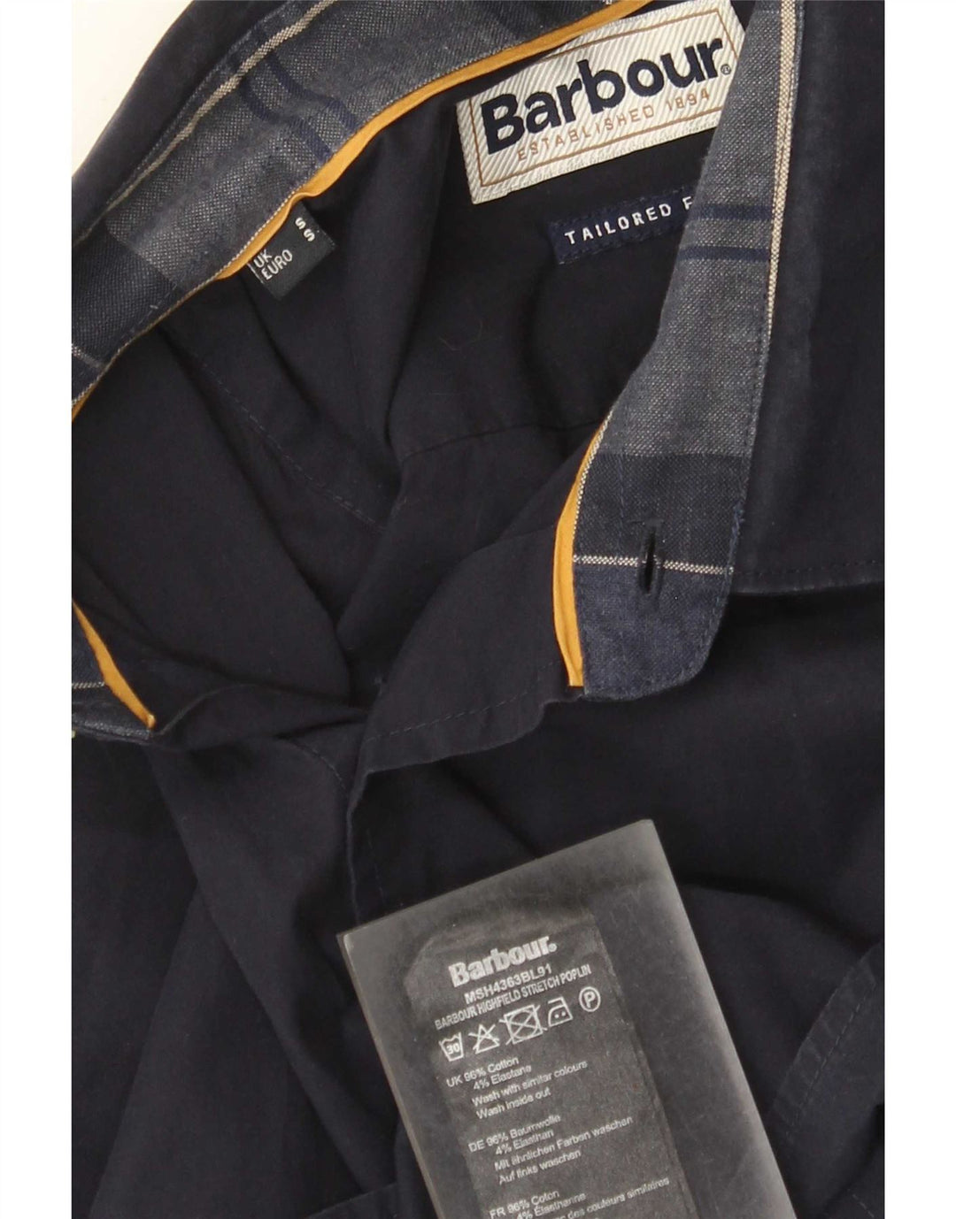 Camicia Barbour da uomo su misura piccola in cotone blu navy