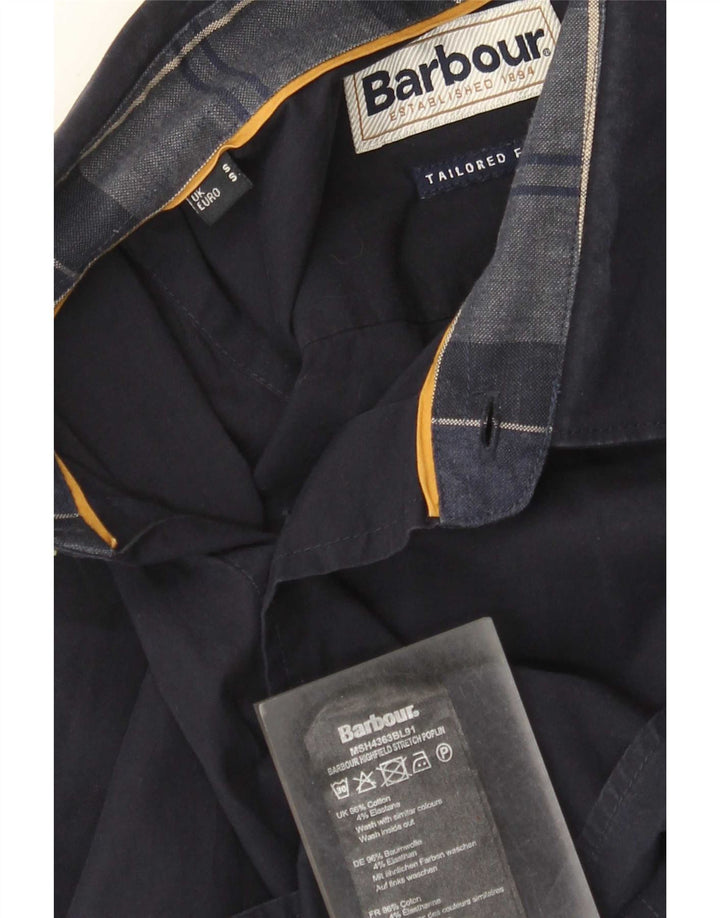 Camicia Barbour da uomo su misura piccola in cotone blu navy