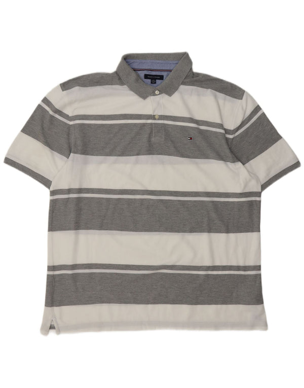 TOMMY HILFIGER Polo da rugby da uomo 3XL Cotone a righe grigie