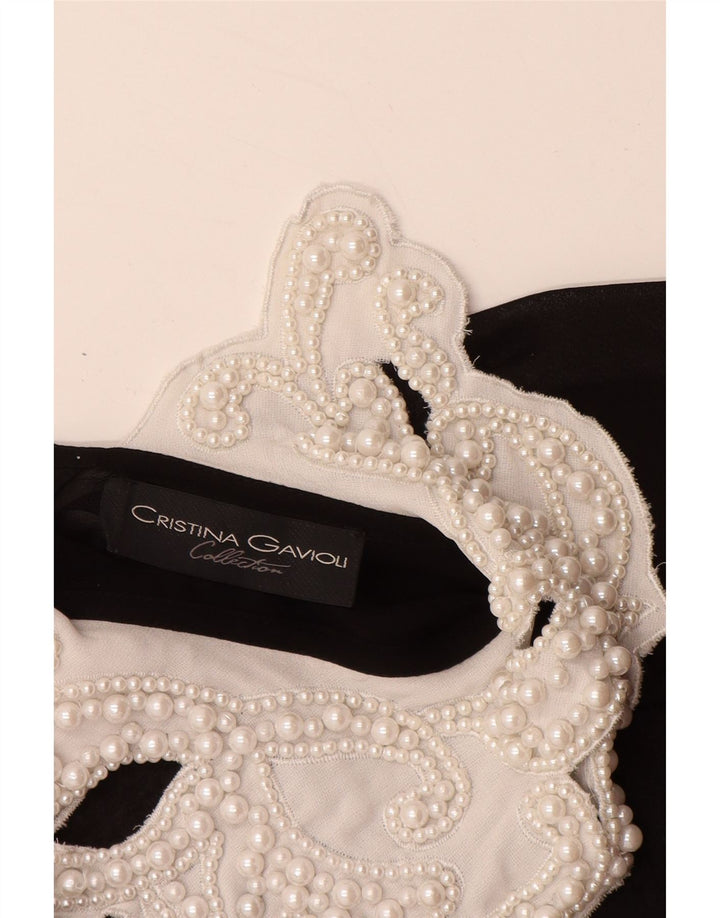 CRISTINA GAVIOLI Abito da donna a trapezio trasparente UK 10 piccolo nero