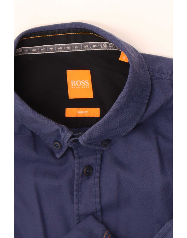 Camicia slim fit da uomo Hugo Boss grande blu navy