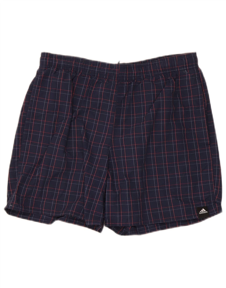 Pantaloncini sportivi Adidas da uomo piccoli in poliammide a quadri blu navy