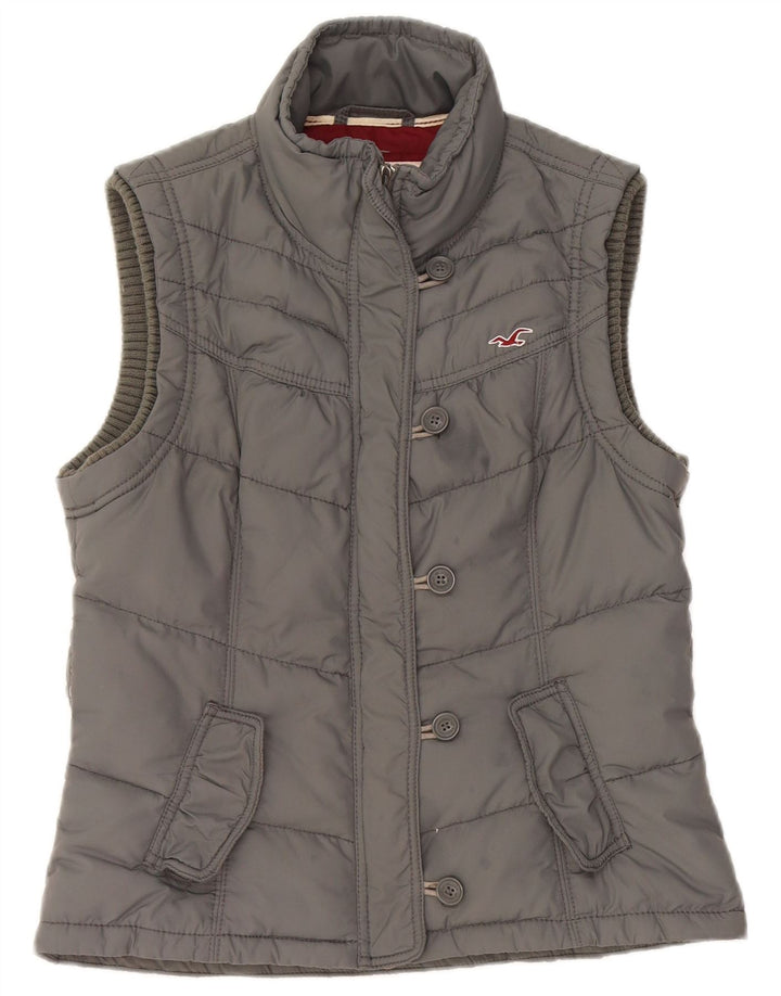 Gilet imbottito da donna Hollister UK 14 Large Grigio Poliestere