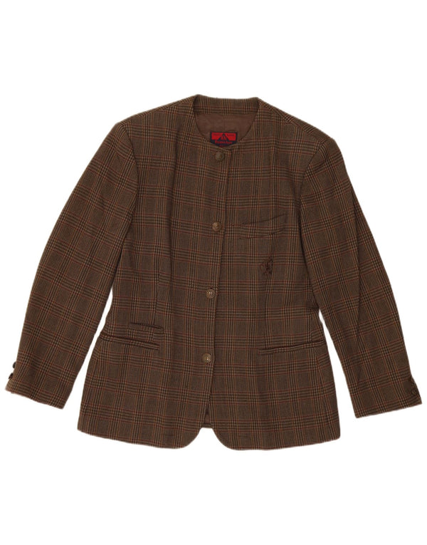 Filippo Alpi Giacca Blazer a 4 Bottoni da Donna IT 46 Large Marrone a quadri in lana