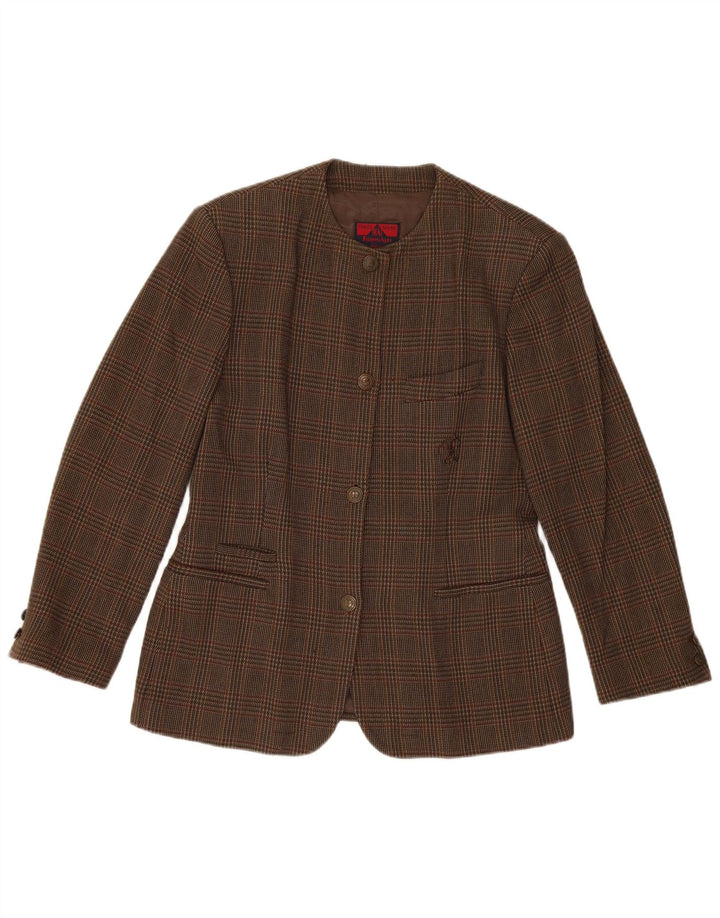 Filippo Alpi Giacca Blazer a 4 Bottoni da Donna IT 46 Large Marrone a quadri in lana