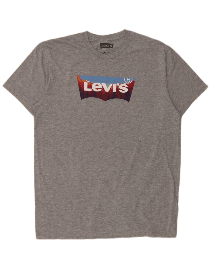 T-shirt grafica da uomo Levi's Top grande in cotone chiazzato grigio