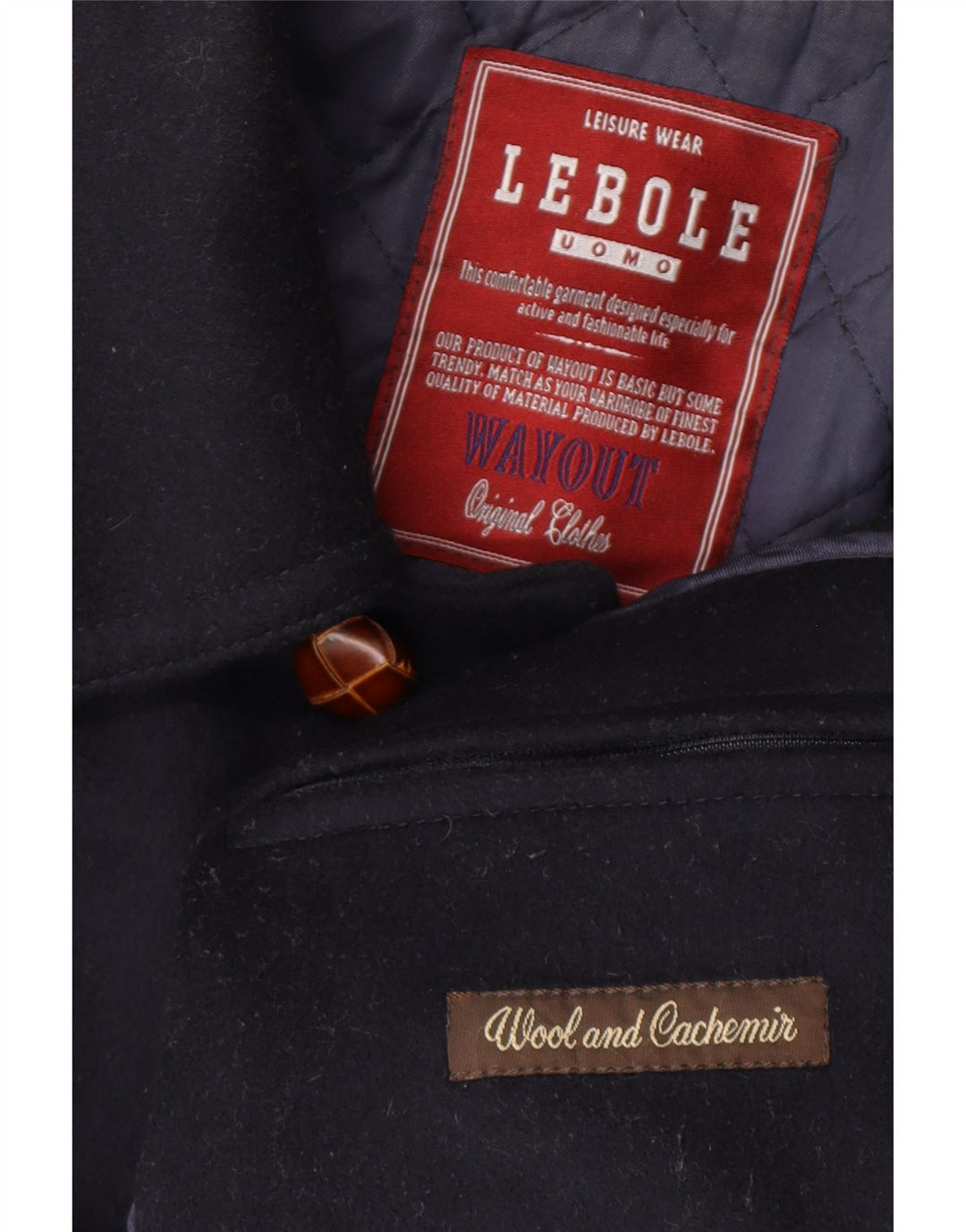 Cappotto da uomo Lebole UK 14 grande lana blu navy