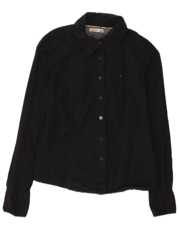 Camicia da donna Tommy Hilfiger UK 12 cotone nero medio