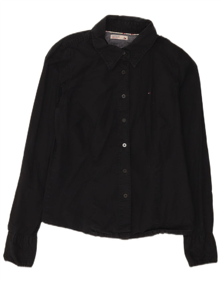 Camicia da donna Tommy Hilfiger UK 12 cotone nero medio