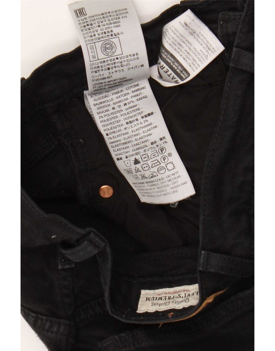 Jeans dritti Ribcage da donna Levi's W24 L27 cotone nero