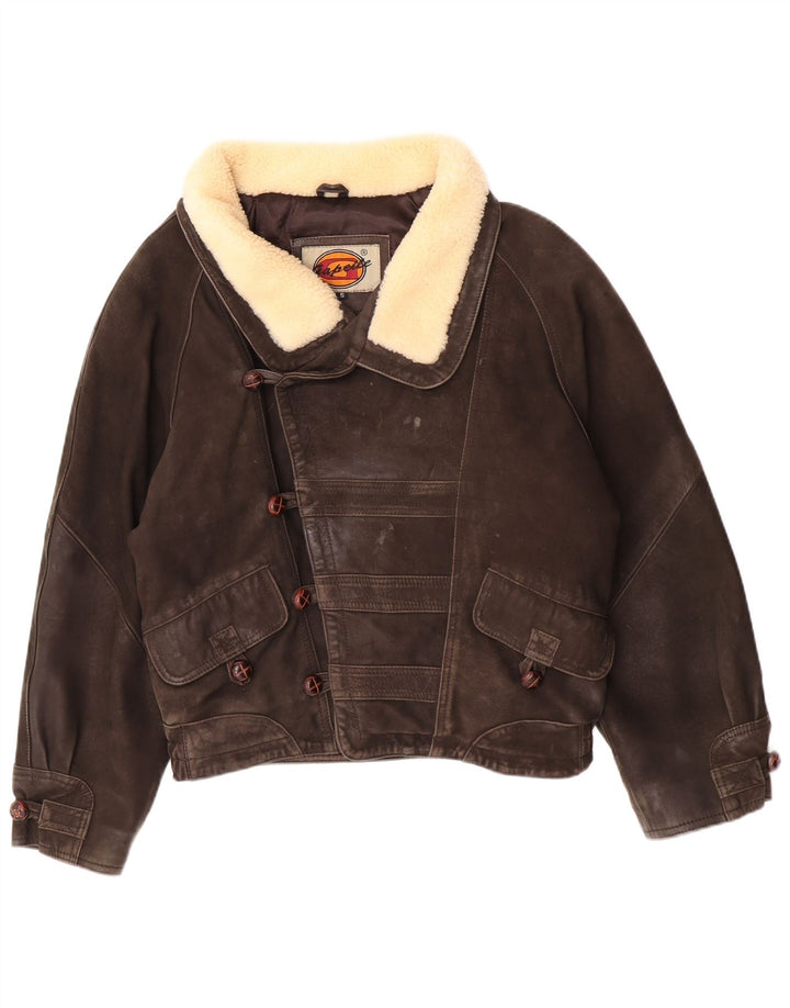 Giacca da aviatore da volo in pelle da uomo Gapelle UK 36 piccola in pelle marrone retrò