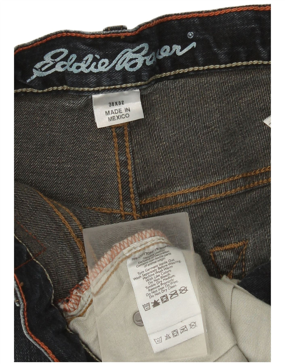 Jeans dritti da uomo Eddie Bauer W38 L32 cotone blu navy