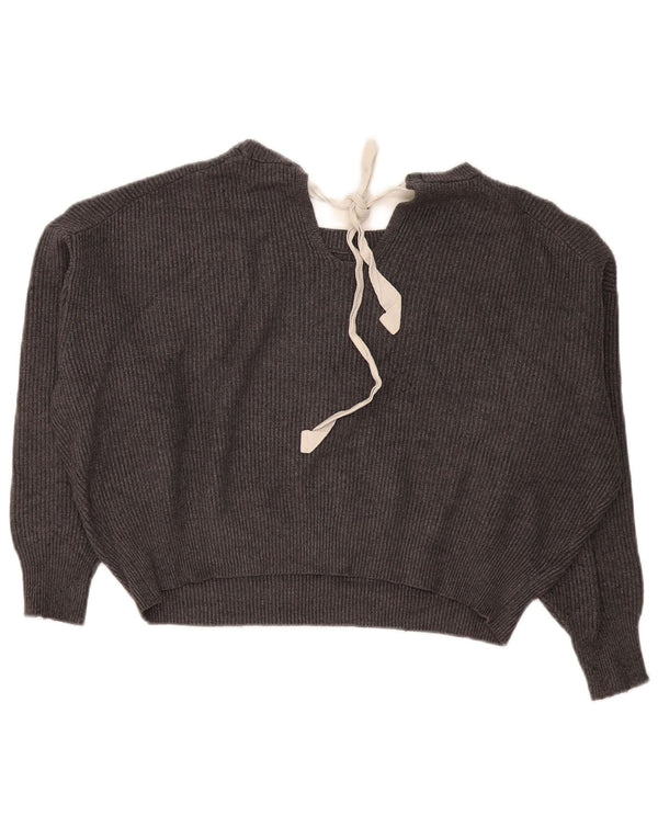 Maglione corto con scollo a barca oversize da donna Zara UK 10 piccolo grigio