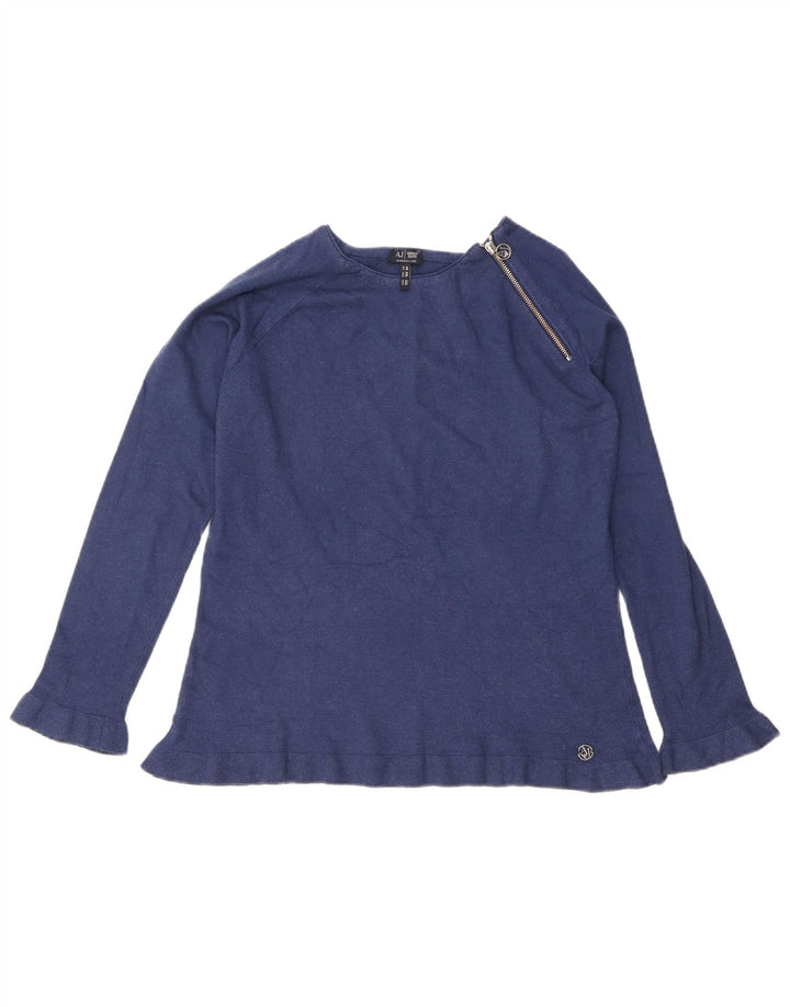 Maglione maglione con zip da donna ARMANI EU 48 2XL Blu navy
