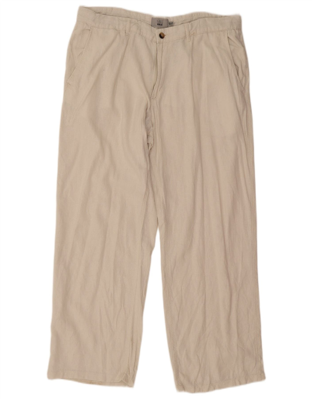 Pantaloni chino regolari dritti da uomo Marks & Spencer W38 L31 bianco sporco