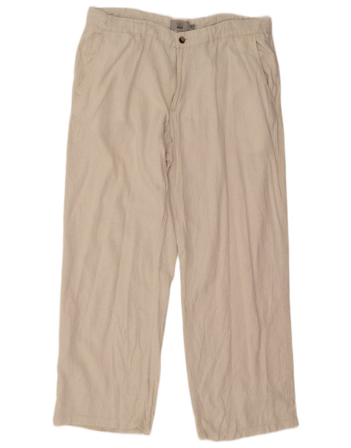 Pantaloni chino regolari dritti da uomo Marks & Spencer W38 L31 bianco sporco