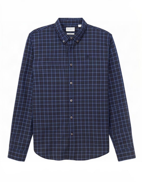 Camicia Timberland da uomo slim fit in cotone a quadri blu medio