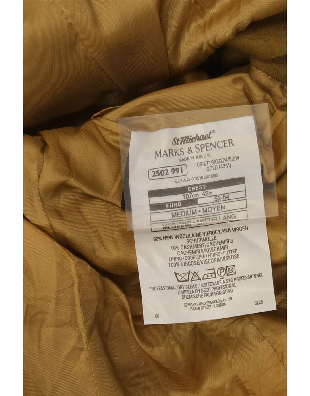 Giacca blazer a 3 bottoni Marks & Spencer da uomo UK 42 XL lana kaki