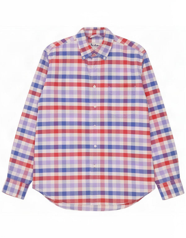 Boden Camicia da uomo grande in cotone a quadretti multicolore