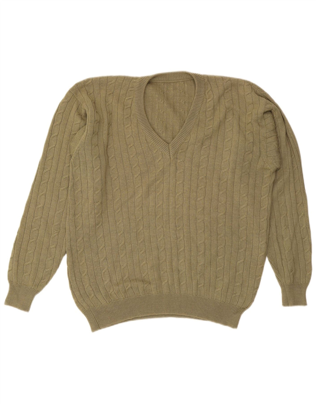 Maglione da uomo con scollo a V VINTAGE grande color kaki