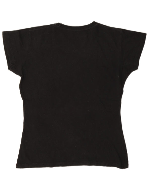 T-shirt grafica da donna Hard Rock Cafe Venice Top UK 10 piccola in cotone nero