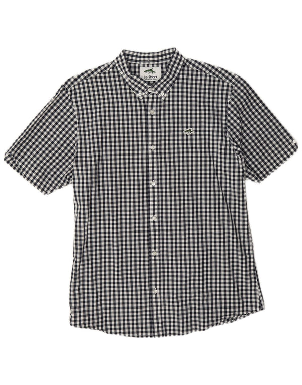 Camicia a maniche corte da uomo Le Shark Large in cotone a quadretti blu navy