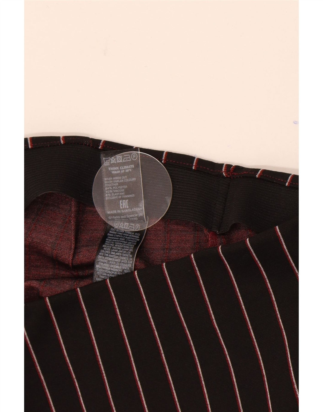 Minigonna da donna Marks & Spencer UK 8 piccola W26 poliestere a righe nere