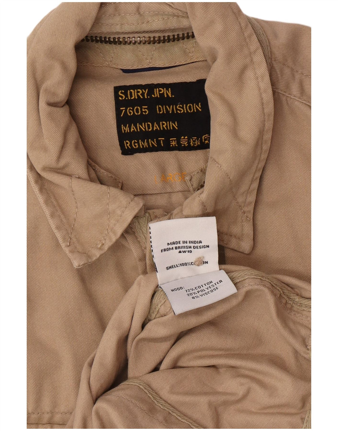 Camicia militare da uomo Superdry grande in cotone beige