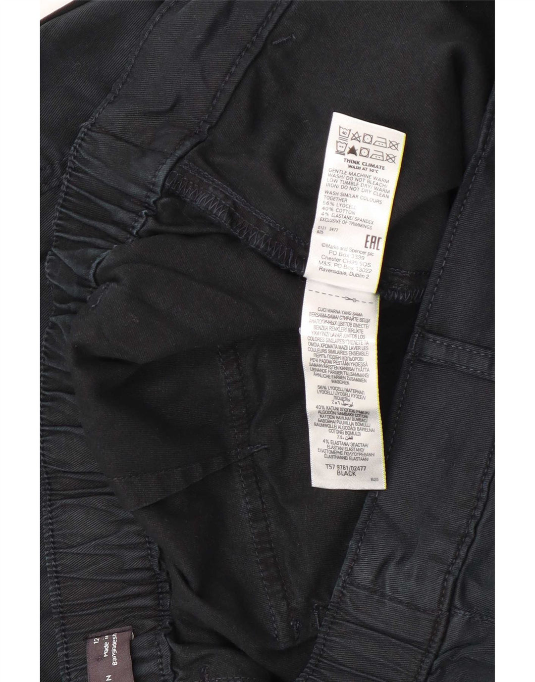 Pantaloni cargo corti Marks & Spencer da donna UK 12 medi W30 L23 neri