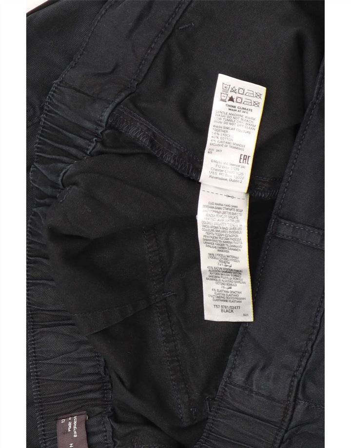 Pantaloni cargo corti Marks & Spencer da donna UK 12 medi W30 L23 neri