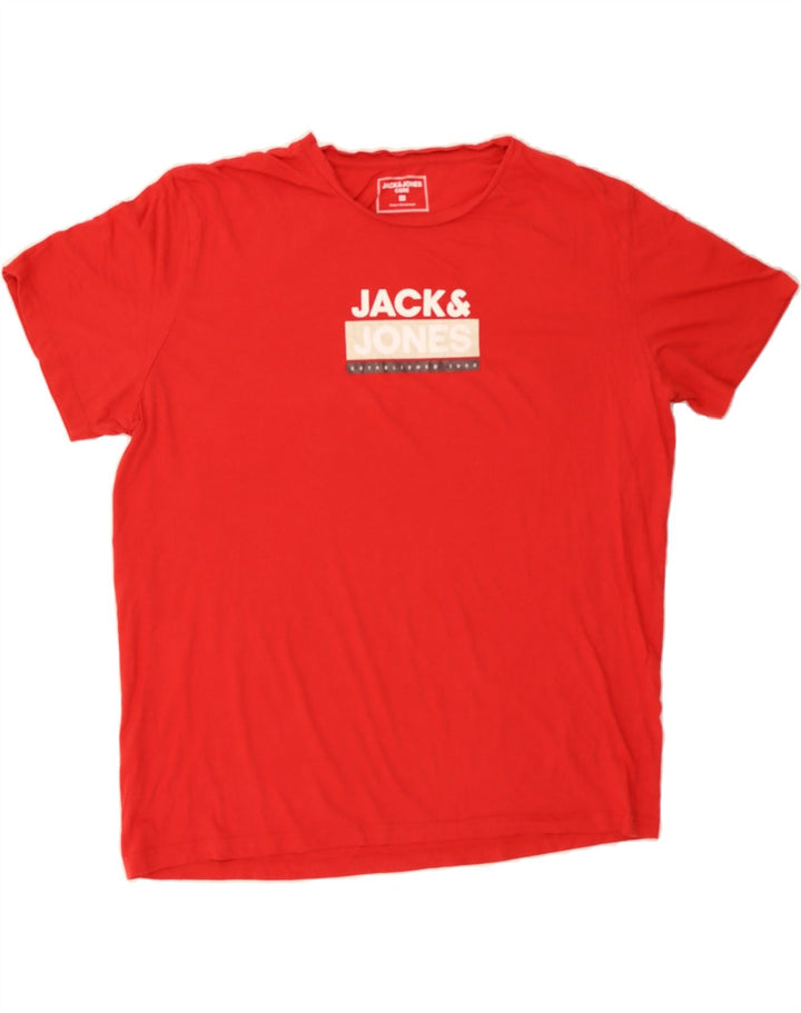 JACK & JONES Mens Graphic T-Shirt Top 2XL Red Cotton Vintage Jack & Jones and Second-Hand Jack & Jones from Messina Hembry 