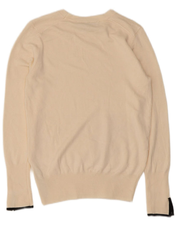 Zara Womens Boat Neck Jumper Sweater UK 12 Medium Off White Viscose