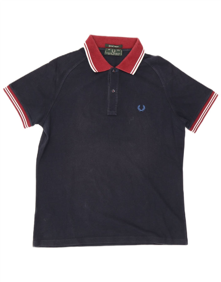 Polo da rugby da uomo Fred Perry grande in cotone blu navy
